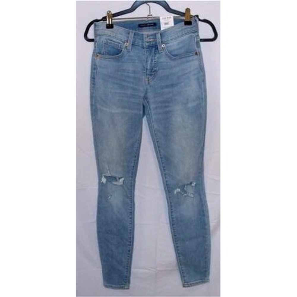 Lucky Brand Mid Rise‎ Skinny Jeans Light Wash Distressed Denim Women's Size 25